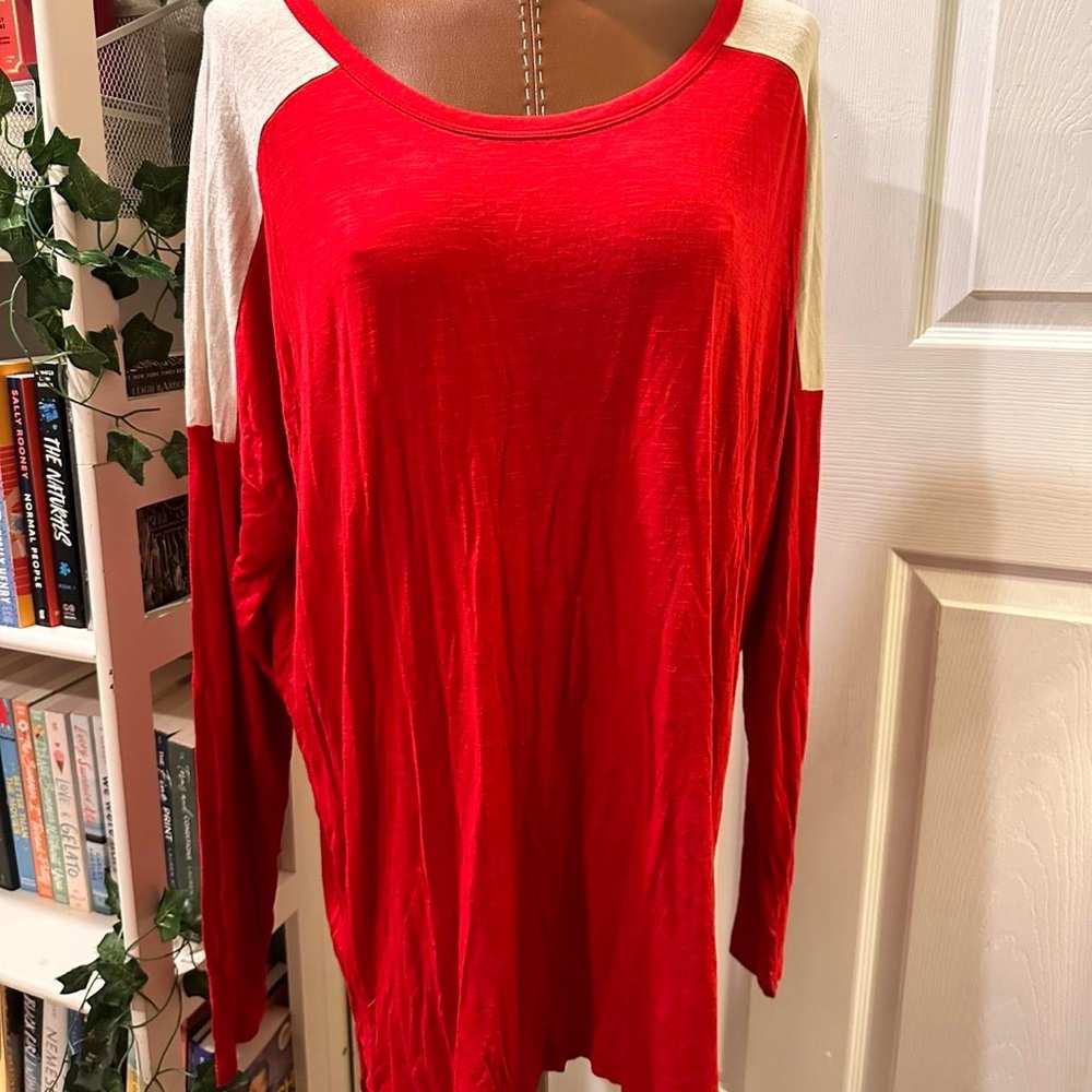 Old Navy Red Oversized Long Sleeve Blouse